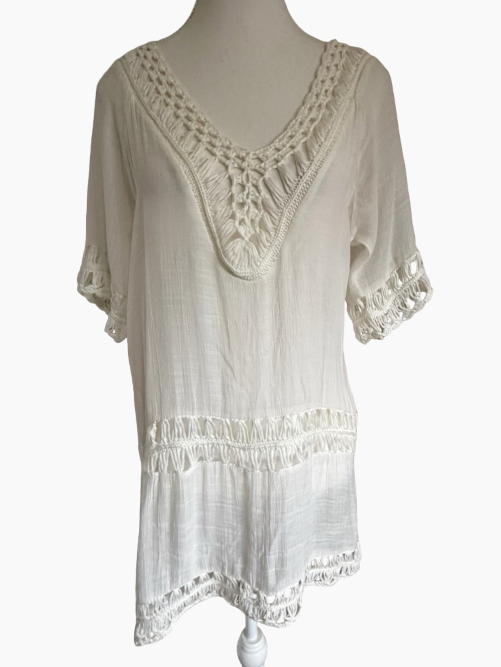 Lori M Swim Womens Ivory Swimsuit Beach Vacation Coverup-Sz-S
